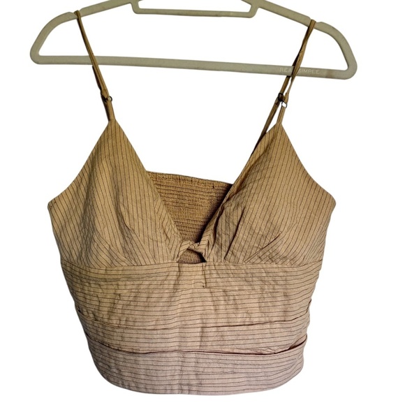 Zara Tan Pinstripes Sleeveless Crop Top Size Large - Picture 2 of 14